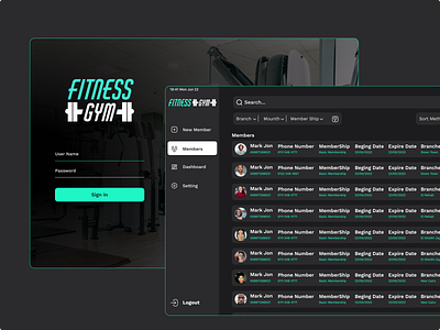 Dashboard To a Gym Membership app app dashboard design design ipad ui mobile app design sign up ui design ui uidashboard