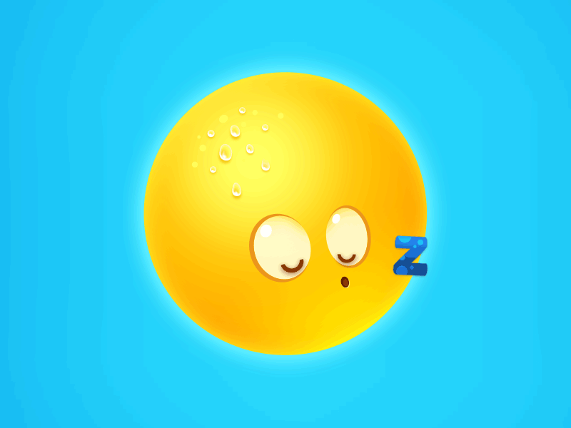 Animated Sun #2 animation character design photoshop sleep sun traditional animation yellow