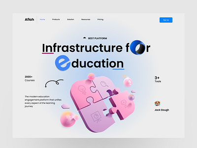 Aflah Educational tool behance dark mode design edtech educational graphic design landing page minimal modern ui ux website