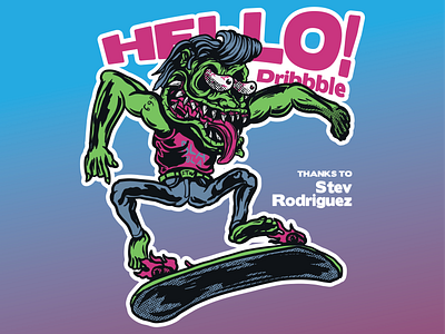 hello dribble! creepy halftone hello dribble illustration ratfink ratrod retro screen print tshirt design vintage