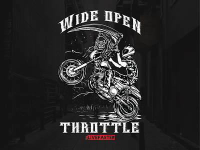 deadline cycle co biker grim reaper harley davidson illustration motorcycle tshirt vintage wheelie