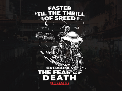 Faster Faster creepy grim reaper harley davidson illustration old school police skull speed tshirt vintage