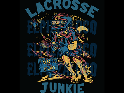 Lacrosse Junkie apparel graphic design halftone illustration sports tshirt design