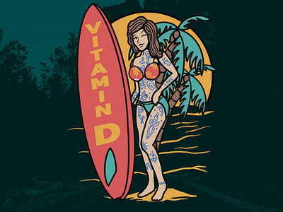 Vitamin D clean design graphic design halftone illustration skate summer surf tattoo