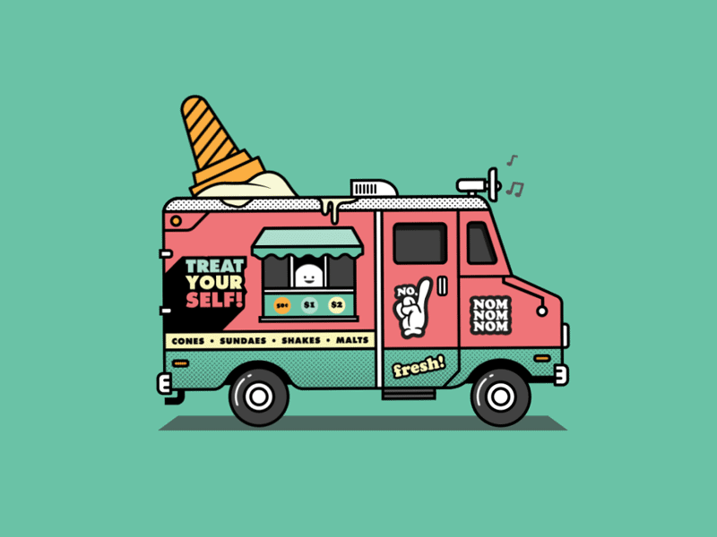 Treats on Da'Way bounce color graphic ice cream liquid motion pink truck