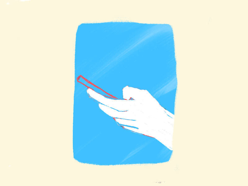 GET A LIKE blue color frame hands motion phone