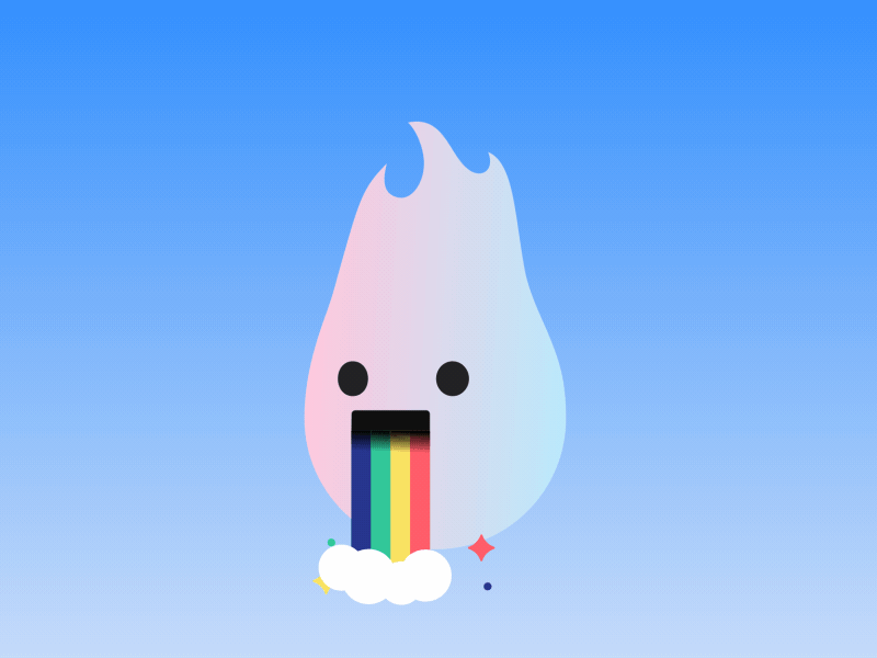 Rainbow Vomit branding color focus lab mascot motion
