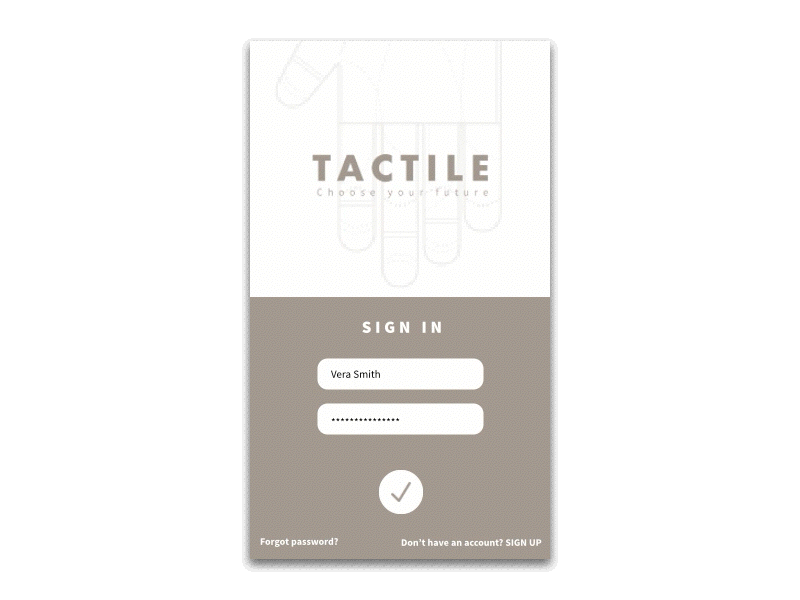 TACTILE - SIGN UP 001 app screen dailyui form modal sign up page