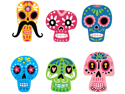 Mexican skulls design illustration vector