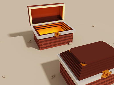 Treasure Box Voxel Art #2 (Zoomed in) 3d 3d inspiration app design art box concept design minimal uidesign voxel voxel art voxel box