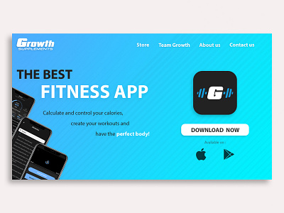 Growth App Fitness Landing Page #DailyUi #003 003 app daily ui dailyui design fit fitness app landingpage ui ux