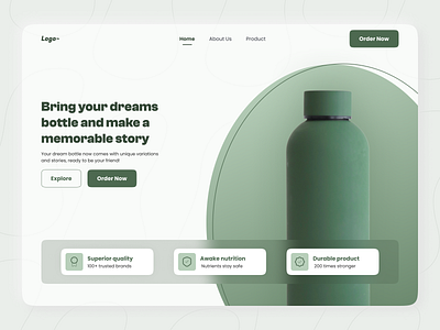 Bottle Product Web Design branding exploration graphic design product ui ux web design website