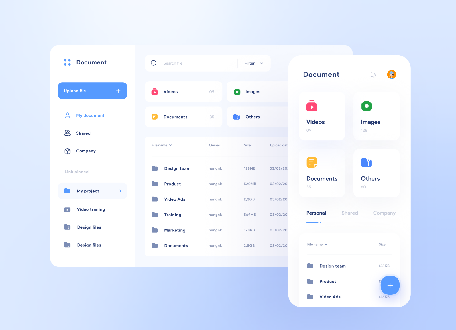 Dashboard - Documents by Hung Nguyen on Dribbble
