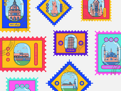 Malaysia Landmark Icon - Stamp art direction design icon icon design identity design illustration landmarks local merchandise merchandise design stamp stamp design trravel vector visual identity