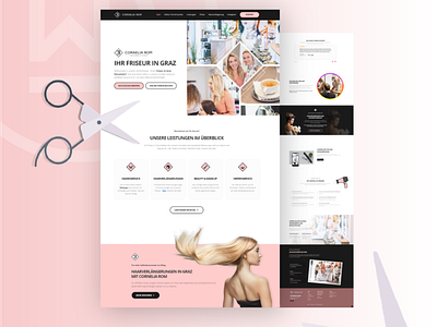 Website Redesign Hairdresser Barber barber design graphic design hairdresser pink rosa scissors webdesign webflow