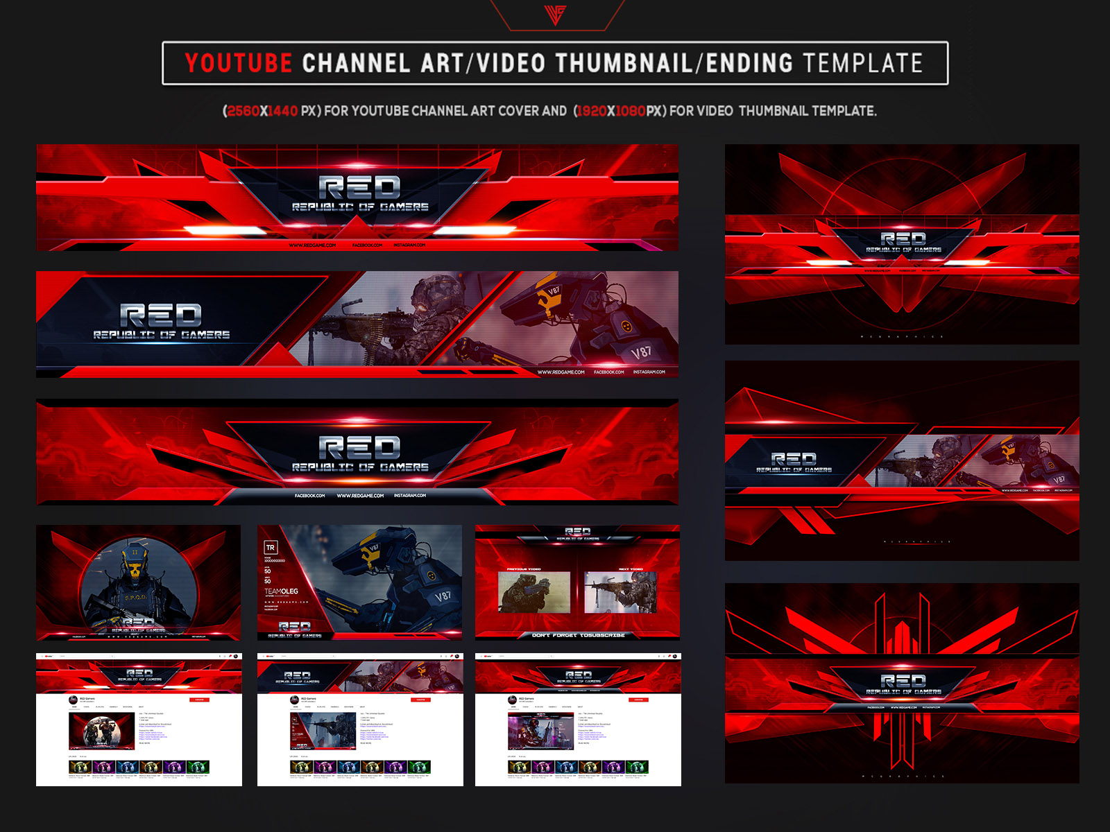 youtube channel art template gaming