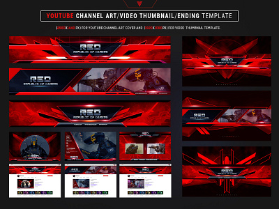 RED Republic of Gamers  Youtube Channel Art Photoshop Template