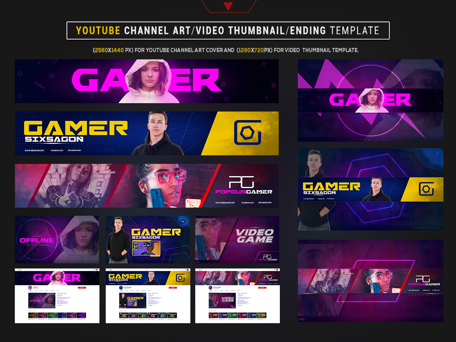 Gamer Youtube Channel Art/Video Thumbnail and Ending Video Temp by ...