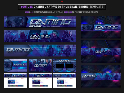 Esports Gaming Republic Youtube Channel Art Photoshop Template aesthetic album artwork cyberpunk discord esport esports futuristic gamer gaming graphicdesign photoshop template retrowave twitch youtube youtube banner youtube channel youtube logo youtuber