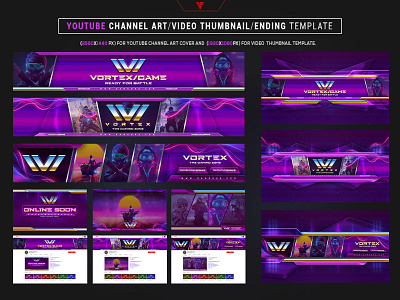 Vortex Stream2020 Esports Youtube Channel Art Photoshop Template 80s aesthetic cyberpunk edm electro futuristic gaming graphicdesign music photoshop template retrowave synthwave twitch vaporwave void youtube youtube banner youtube channel