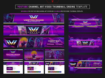 Vortex Stream2020 Esports Youtube Channel Art Photoshop Template