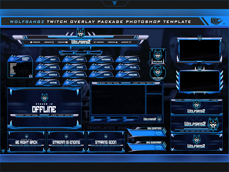 Wolf Twitch Overlay Live Stream Photoshop Template by mcgraphics on ...