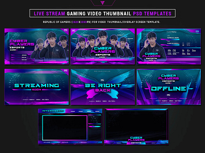 Cyber Players Live Stream Gaming Video Photoshop Templates banner cyber cyberpunk edm electro esport futuristic gamer graphicdesign mobile legends music photoshop template player stream twitch youtube banner youtube channel