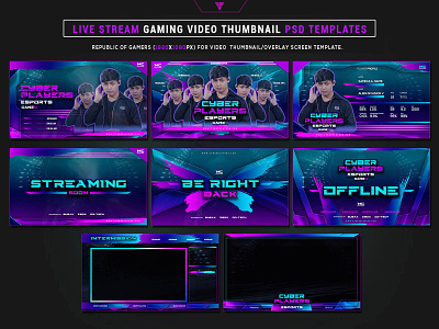 Cyber Players Live Stream Gaming Video Photoshop Templates