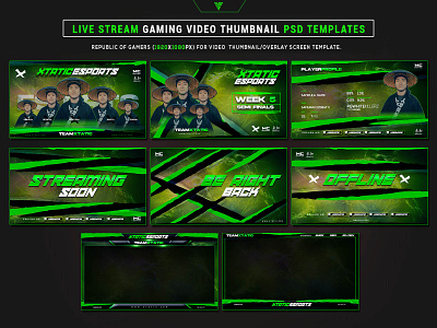 Xtatic eSports Live Stream Gaming Video Photoshop Templates banner cyberpunk electro esport futuristic gamer gamer profile graphicdesign green japan music photoshop template republic of gamers twitch youtube banner youtube channel youtuber