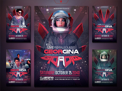 GUEST DJ PHOTOSHOP FLYER/POSTER TEMPLATE aesthetic cyberpunk design dj edm electro female dj futuristic graphicdesign guest dj modern photoshop template red spotify techno trance youtube banner
