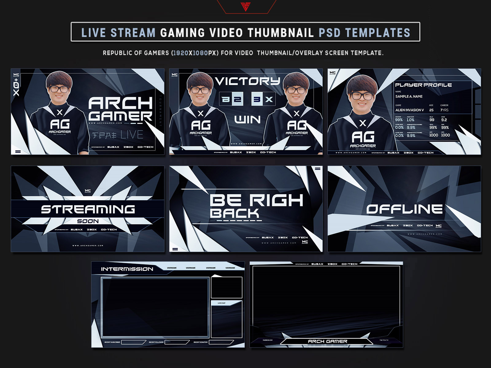 Gamer Esport Team Live Stream Gaming Video Photoshop Templates by mcgraphics on Dribbble