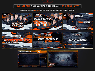 Esports Army Live Stream Gaming Video Photoshop Templates