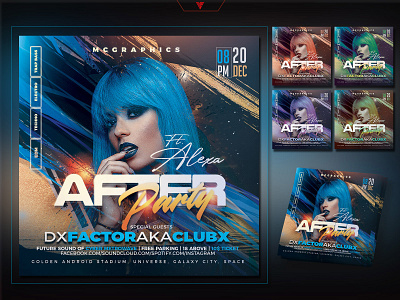 After Party Flyer Template after party blue club event cyberpunk dj dubstep edm electro flyer futuristic graphicdesign music event night club photoshop flyer photoshop template techno youtube banner