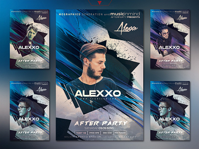 After Party Photoshop Flyer Template album cover album cover art blue dj dubstep edm electro flyer flyer template futuristic graphicdesign illustration music photoshop template pop art poster poster art poster design