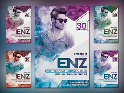 Guest DJ Party Photoshop Flyer Template album artwork album cover album cover art club dj dubstep edm electro flyer futuristic graphicdesign holi minimal music club photoshop template poster