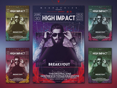 High Impact Flyer/Instagram Template album artwork album cover cyberpunk dj edm electro flyer futuristic graphicdesign instagram photoshop template poster poster design