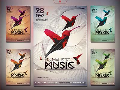 Minimal Music Photoshop Flyer Template album artwork album cover album cover art animal colorful dubstep edm electro festival flyer graphicdesign minimalistic music photoshop template poster