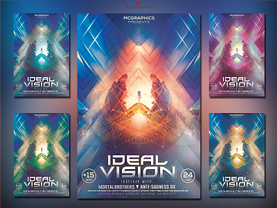 Ideal Vision Flyer Template album artwork album cover album cover art alien dj dubstep edm electro flyer futuristic graphicdesign ideal vision photoshop template poster