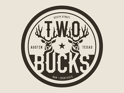 Two Bucks Bar austin branding bucks identity logo sixth street texas two