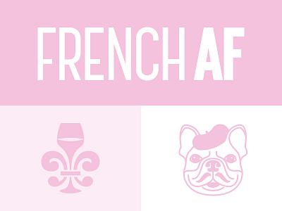French AF Rosé brand branding bulldog french identity logo rose wine