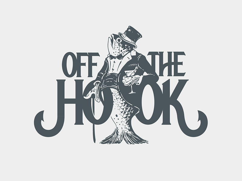 Off the Hook bar branding custom type identity lettering logo restaurant seafood