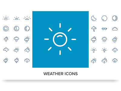 WEATHER ICONS cloud cloudy forecast icon moon rain rainy set sign sky snow snowflake storm sunny symbol temperature thunderstorm vector weather wind