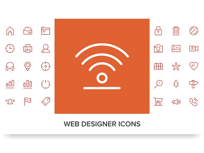 WEB DESIGNER ICONS computer concept creative design designer development flat graphic icon idea illustration line process set sign symbol technology vector web website