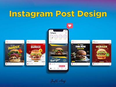 Instagram Post Design- Burger graphic design shatil arof social media design