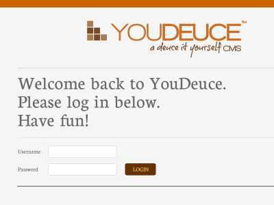 Branding the Floppy Deuce CMS brown cms floppy deuce form login orange typography