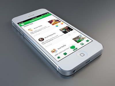 Cash Hoppers Friend Feed green iphone mockup ui ux