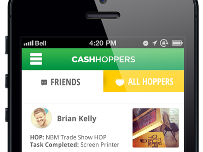 Cash Hoppers Mobile Tabs app game green iphone tabs ui ux