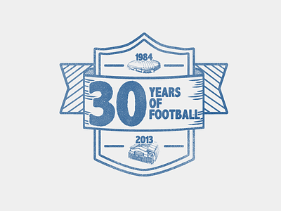 30 Years of Football in Indy 30 anniversary badge banner football stadium