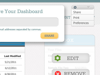 Sharing is Fun buttons dropdown grey modal share texture