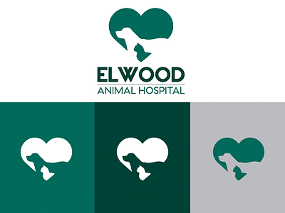 Elwood Animal Hospital animal cat dog green heart hospital logo